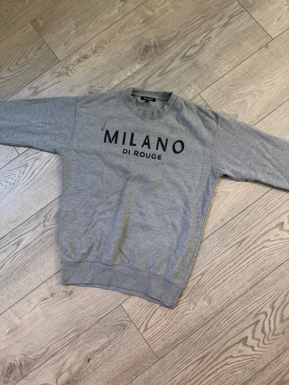 Milano Di Rouge Light Gray Crewneck Sweater with Black Logo